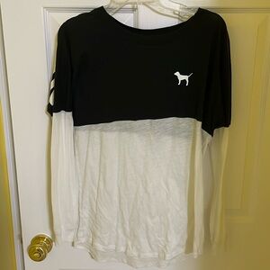 VINTAGE VICTORIA’S SECRET PINK #PINK NATION BLACK & WHITE LONG SLEEVE